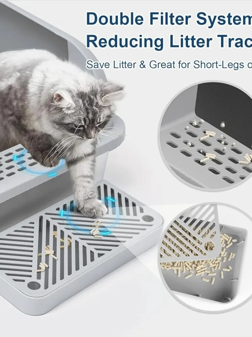 2 Pack XL Stainless Steel Cat Litter Box High Wall Enclosed Pan With Lid